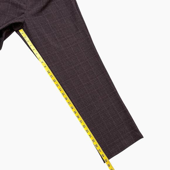 TanJay Plaid Pants Size 14 Comfort Waist Tummy Control Brown Blue Career Casual - Picture 9 of 11